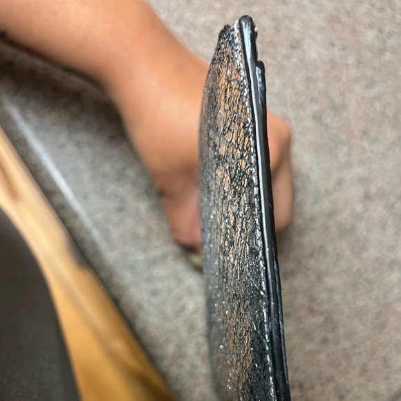 Lightly used YSL Monogram Silver Croc Quilted Pouch Bag/Wallet - Picture 4 of 14